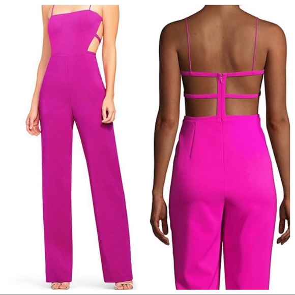 🆕Aidan Mattox caged back fuchsia jumpsuit Sz 4 - Picture 6 of 9